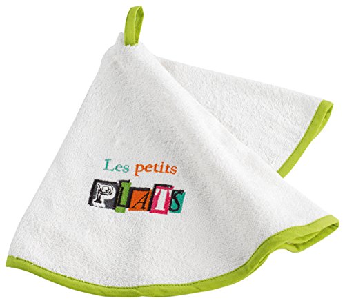 Essuie-main rond petits plats eponge brodée/cot...