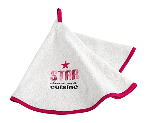 Essuie-main rond pink star eponge brodée/coton ...