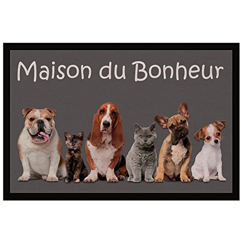 Tapis imprimé family polyester/pvc gris 60 x 40...