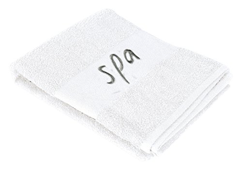 Serviette de toilette brode spa coton blanc 50 ...