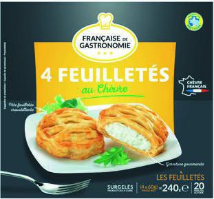  4 FEUILLETÉS AU CHÈVRE SURGELÉS “FRANCAISE DE GASTRONOMIE” code EAN 3576280232754 
