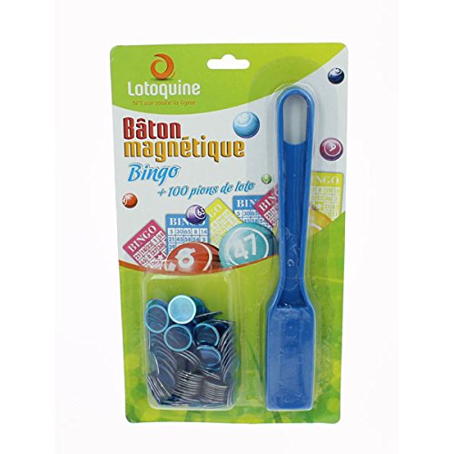 Bâton magnétique + 100 pions - LOTO / BINGO (bleu)
