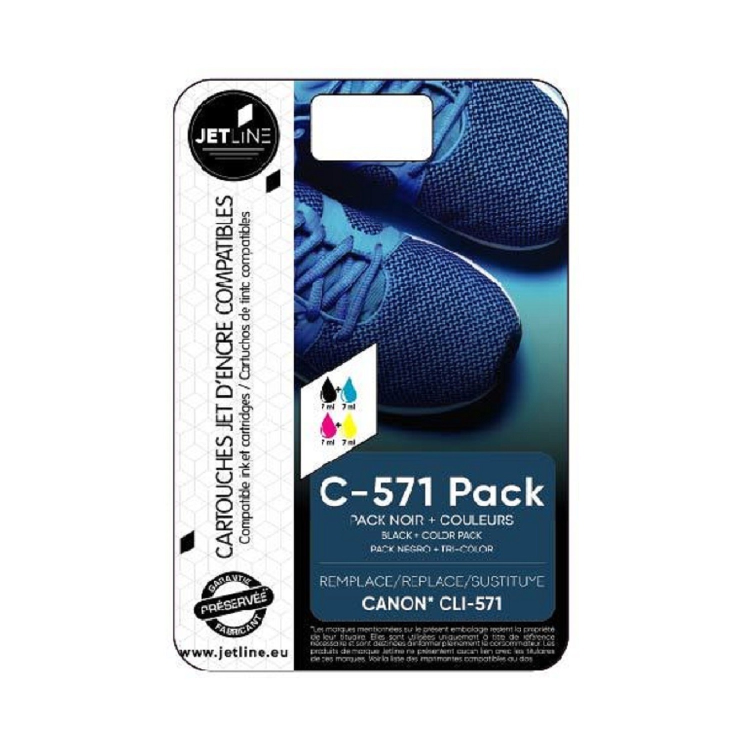 Cartouche pack noir et couleurs C-571 JETLINE