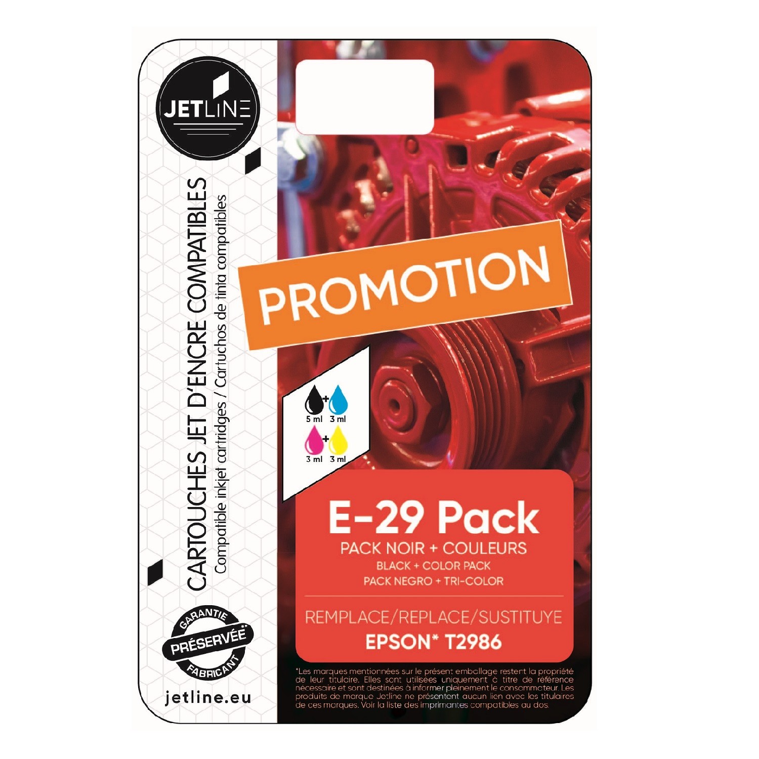 Cartouche d'encre noir + couleurs E-29