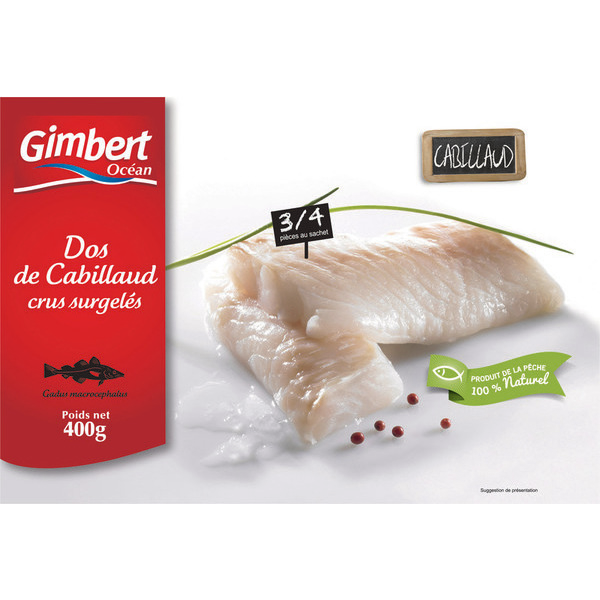 Dos de cabillaud crus surgelés