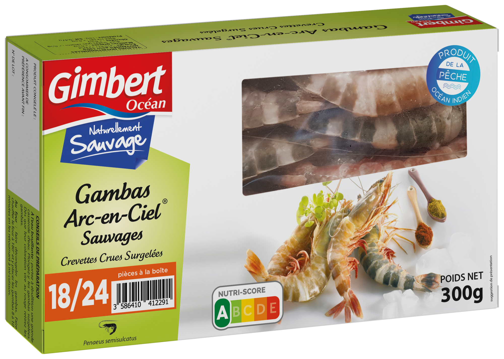 Gambas arc-en-ciel sauvages crues surgelées