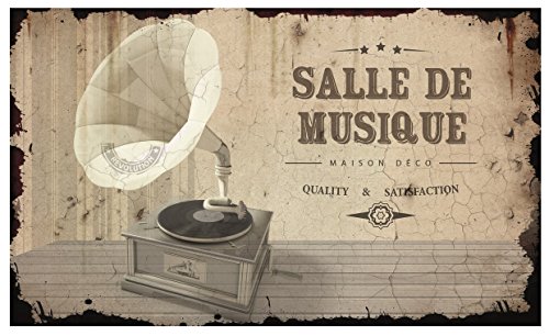 Class Deco Plaque De Porte À Fixer En Métal Aspect Vieilli - Déco Décoration D'intérieur D'extérieur Style Publicitaire Humoristique Rétro Vintage Shabby Chic Original - Class Deco (Salle de Musique - Phonographe) code EAN 3587598003851 