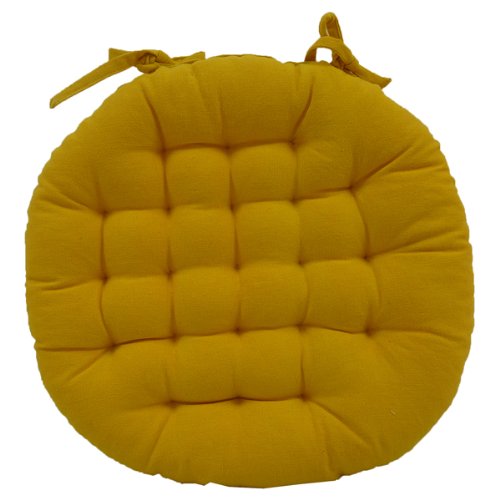 La Maison d'Ursule Galette de chaise ronde unie - jaune 3589721016929 (3589721016929)