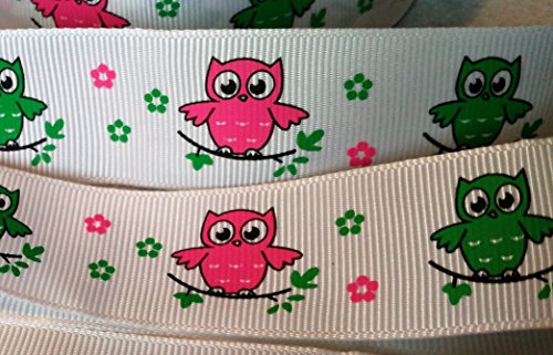 Ruban Gros Grain Simple Face 25 mm Chouette 1 M...