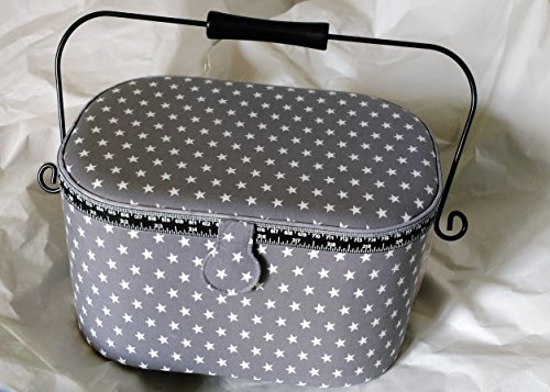 Très Belle Boite à Couture Etoiles Fond Gris