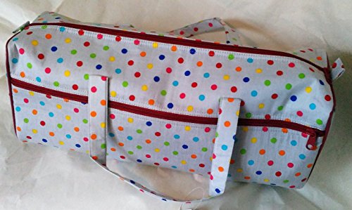 Très Beau Sac à Tricot Polochon A Pois Fond Gri...