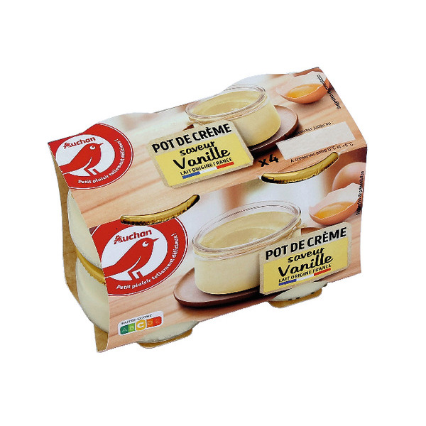  Pot De Crème Saveur Vanille Auchan code EAN 3596710100224 