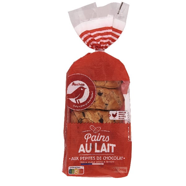  Pains Au Lait Aux Pepites De Chocolat Auchan code EAN 3596710175567 