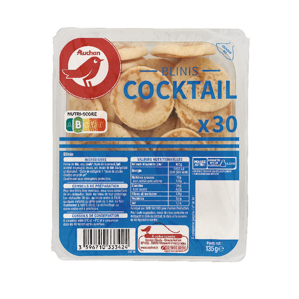  Blinis Cocktail Auchan code EAN 3596710333424 