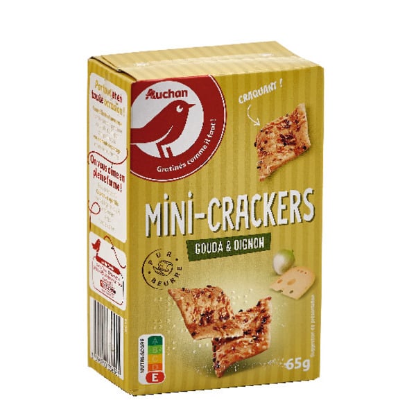  Crackers Ondulés Fromage Oignon Auchan code EAN 3596710336555 