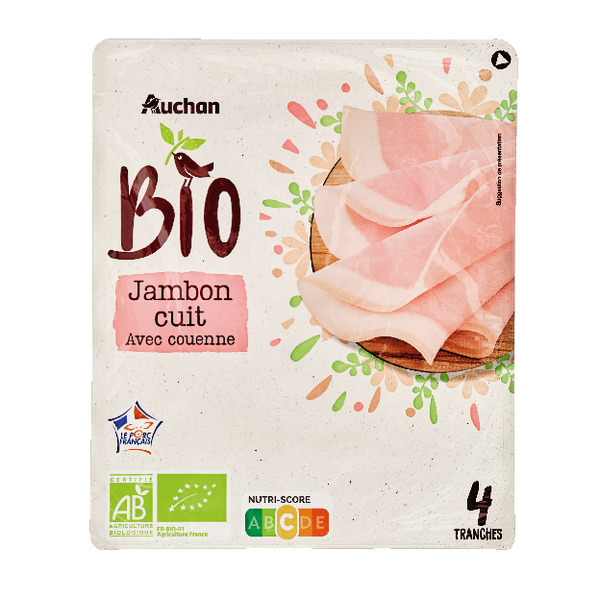  Jambon Supérieur Filière Auchan Bio "Cultivons Le Bon" code EAN 3596710337620 