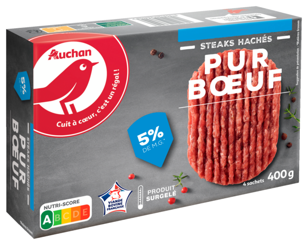  Steaks Hachés Pur Boeuf Surgelés Auchan code EAN 3596710339600 