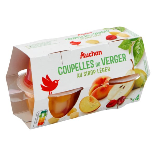  Coupelles Du Verger Au Sirop Léger Auchan code EAN 3596710387151 