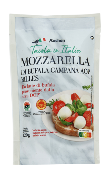 Mozzarella Di Bufala Aop Auchan Tavola In Italia code EAN 3596710406371 