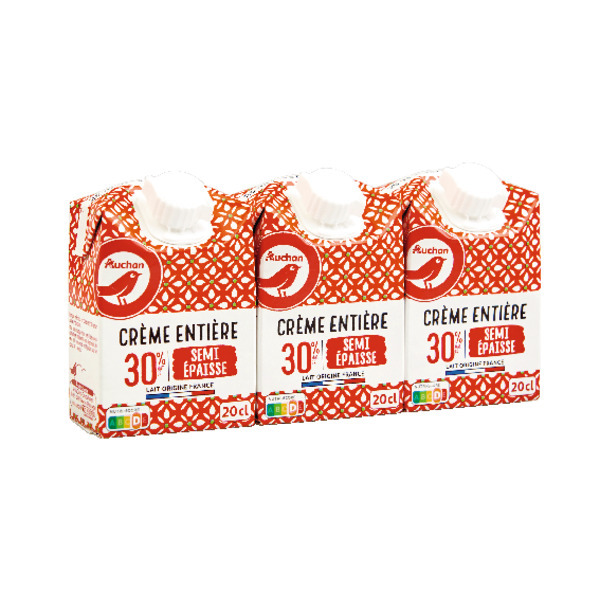  Crème Uht Semi Épaisse Entière Auchan code EAN 3596710408511 