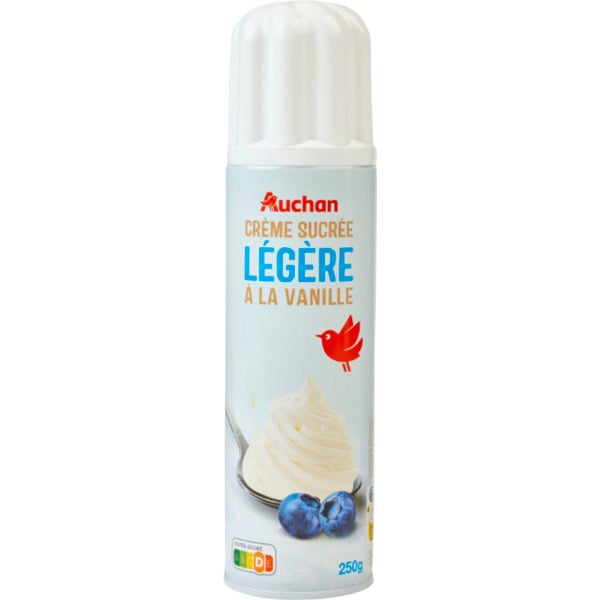  Crème Sucrée Légère Sous Pression À La Vanille Auchan code EAN 3596710424566 