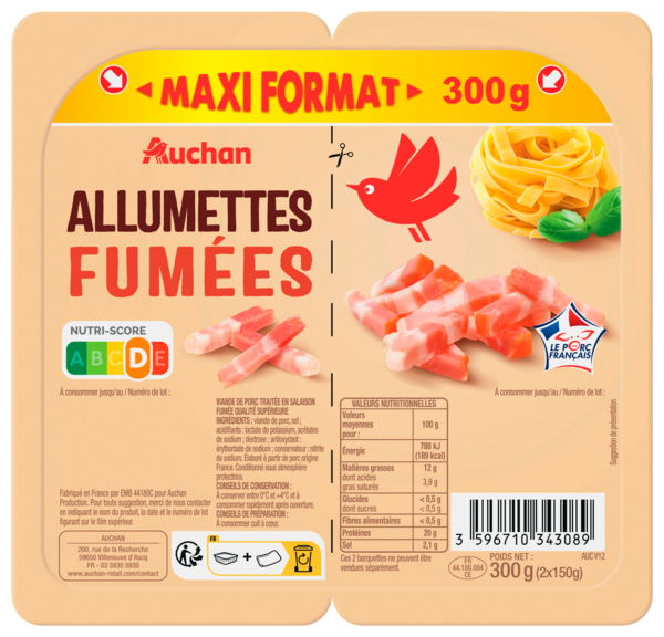 AUCHAN Allumettes Auchan code EAN 3596710430147 