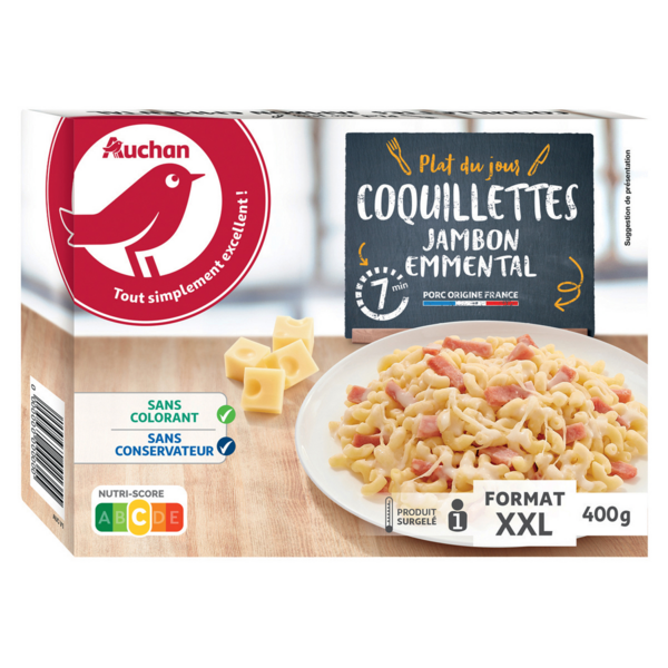  Coquilettes Jambon Emmental Surgelées Auchan code EAN 3596710449347 