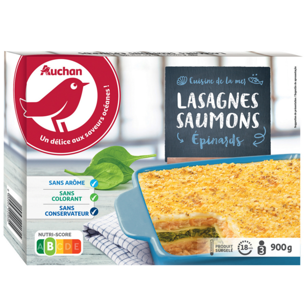  Lasagnes Saumons Épinards Surgelées Auchan code EAN 3596710452736 
