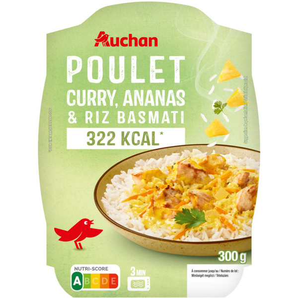  Plat Cuisiné "Les Allégés" Poulet Ananas Auchan code EAN 3596710452972 