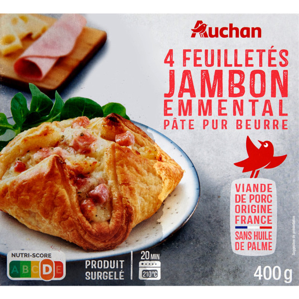  Feuilletés Jambon Emmental Surgelés Auchan code EAN 3596710457564 