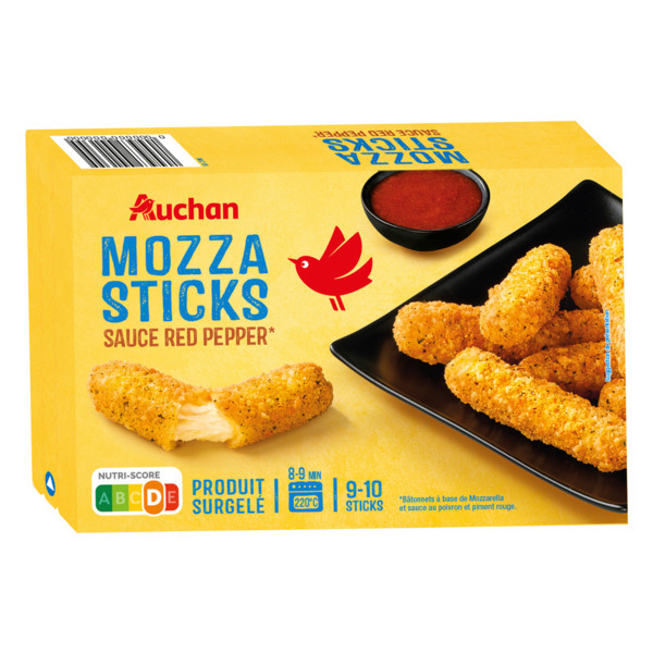  Mozza Sticks Sauce Red Pepper Surgelés Auchan code EAN 3596710460762 