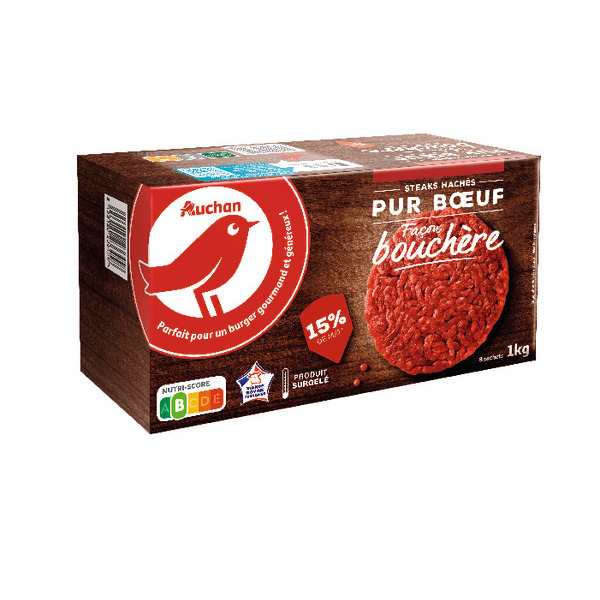  Steaks Hachés Pur Boeuf Façon Bouchère Surgelés Auchan code EAN 3596710461967 