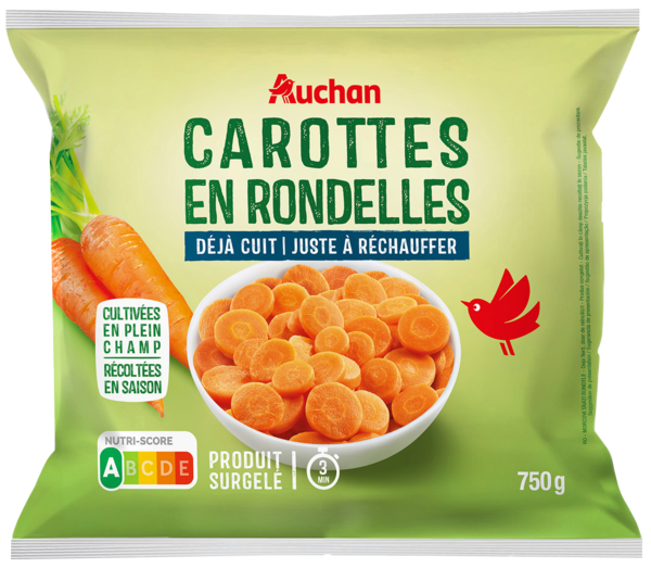  Carottes En Rondelles Déjà Cuites Surgelées Auchan code EAN 3596710467457 