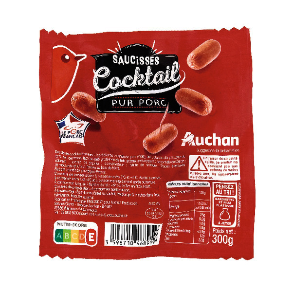  Saucisse Cocktail Auchan code EAN 3596710468959 
