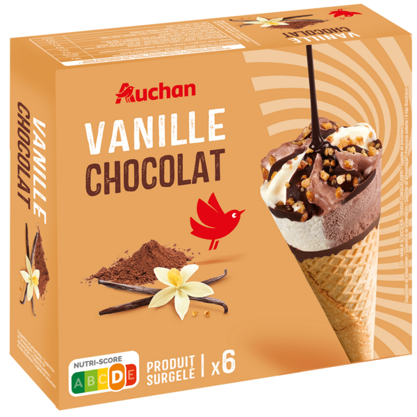  Cônes Vanille Chocolat Auchan code EAN 3596710471898 