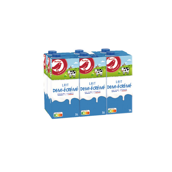  Lait Demi-Écrémé Auchan code EAN 3596710474608 