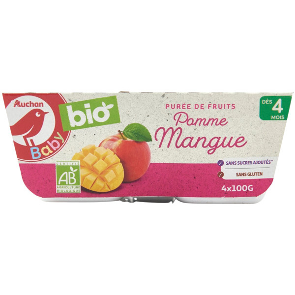  Purée De Fruits Auchan Baby Bio code EAN 3596710475193 
