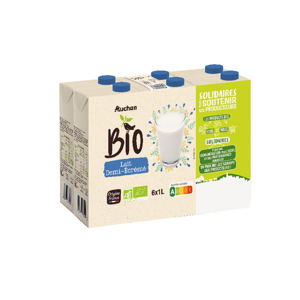  Lait Demi-Écrémé Auchan Bio Solidaires code EAN 3596710476817 