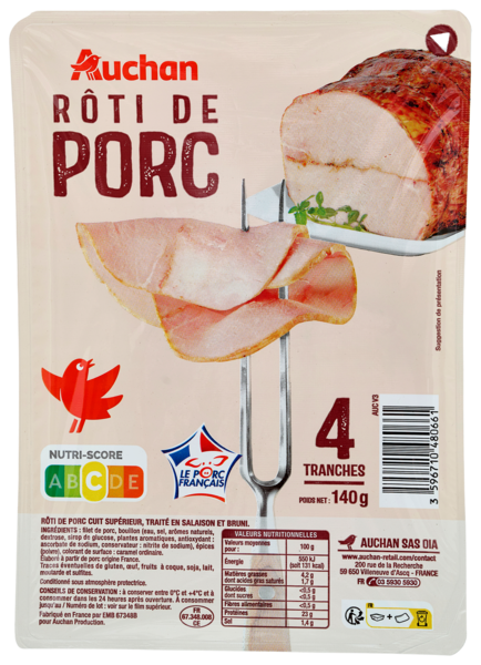  Rôti De Porc Supérieur Auchan code EAN 3596710480661 