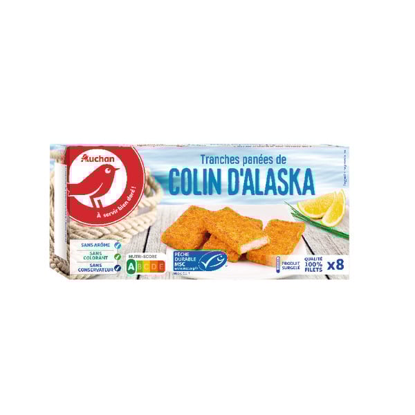  Tranches Panées De Colin D'alaska Surgelées Auchan code EAN 3596710489367 