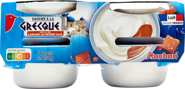 YAOURT À LA GRECQUE SUR LIT DE CARAMEL AUCHAN