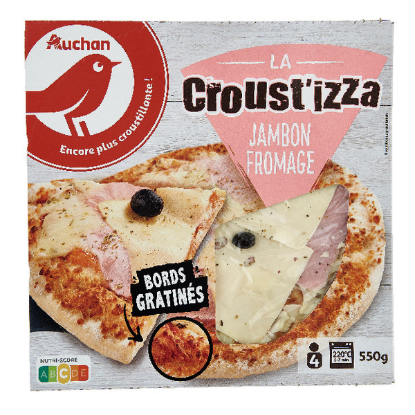  La Croust'izza Jambon Fromage Auchan code EAN 3596710493067 