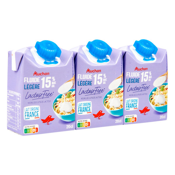  Crème Légère Sans Lactose Uht Auchan  code EAN 3596710496723 