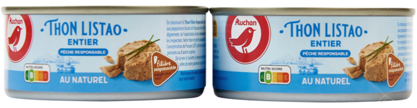AUCHAN CULTIVONS LE BON Thon Listao Au Naturel Filière Auchan "Cultivons Le Bon" code EAN 3596710519057 