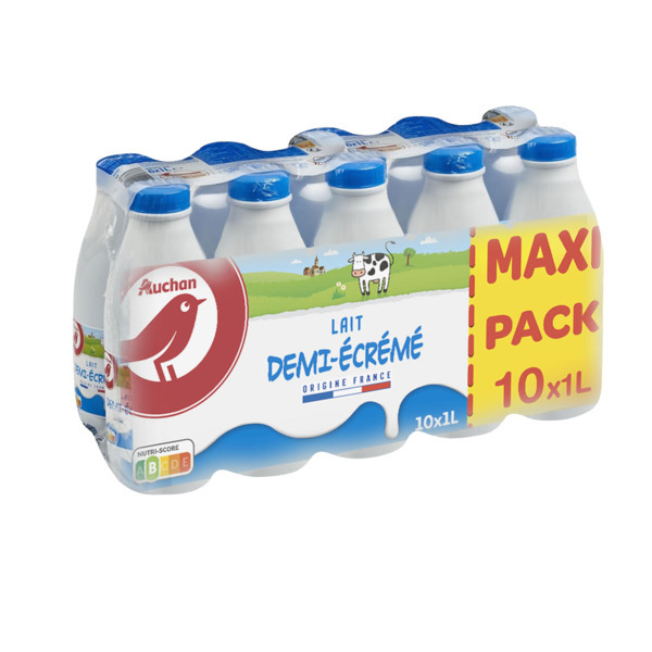  Lait Demi-Écrémé Auchan code EAN 3596710520916 