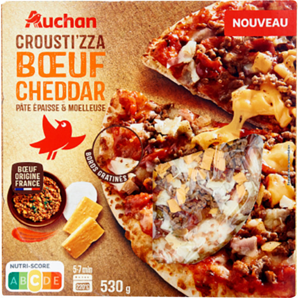  La Croust'izza Boeuf Cheddar Auchan code EAN 3596710522767 
