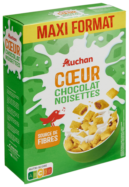  Céréales Coeur Chocolat Noisettes Auchan code EAN 3596710523207 