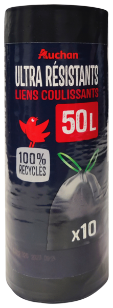  Sacs Poubelle Ultra Resistants Avec Cordon Auchan code EAN 3596710529001 