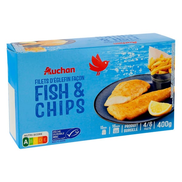  Filets D'églefin Façon & Fish And Chips Auchan code EAN 3596710530304 