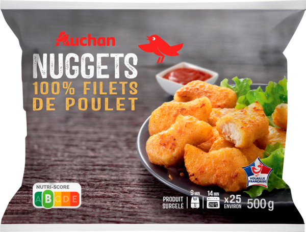 AUCHAN Nuggets 100% Filets De Poulet Auchan code EAN 3596710532582 